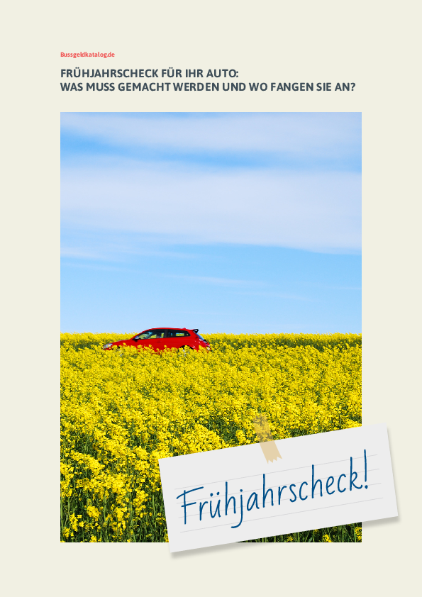 E-Book "Frühjahrscheck" von Bussgeldkatalog.de zum Herunterladen E-Book "Frühjahrscheck" von Bussgeldkatalog.de zum Herunterladen